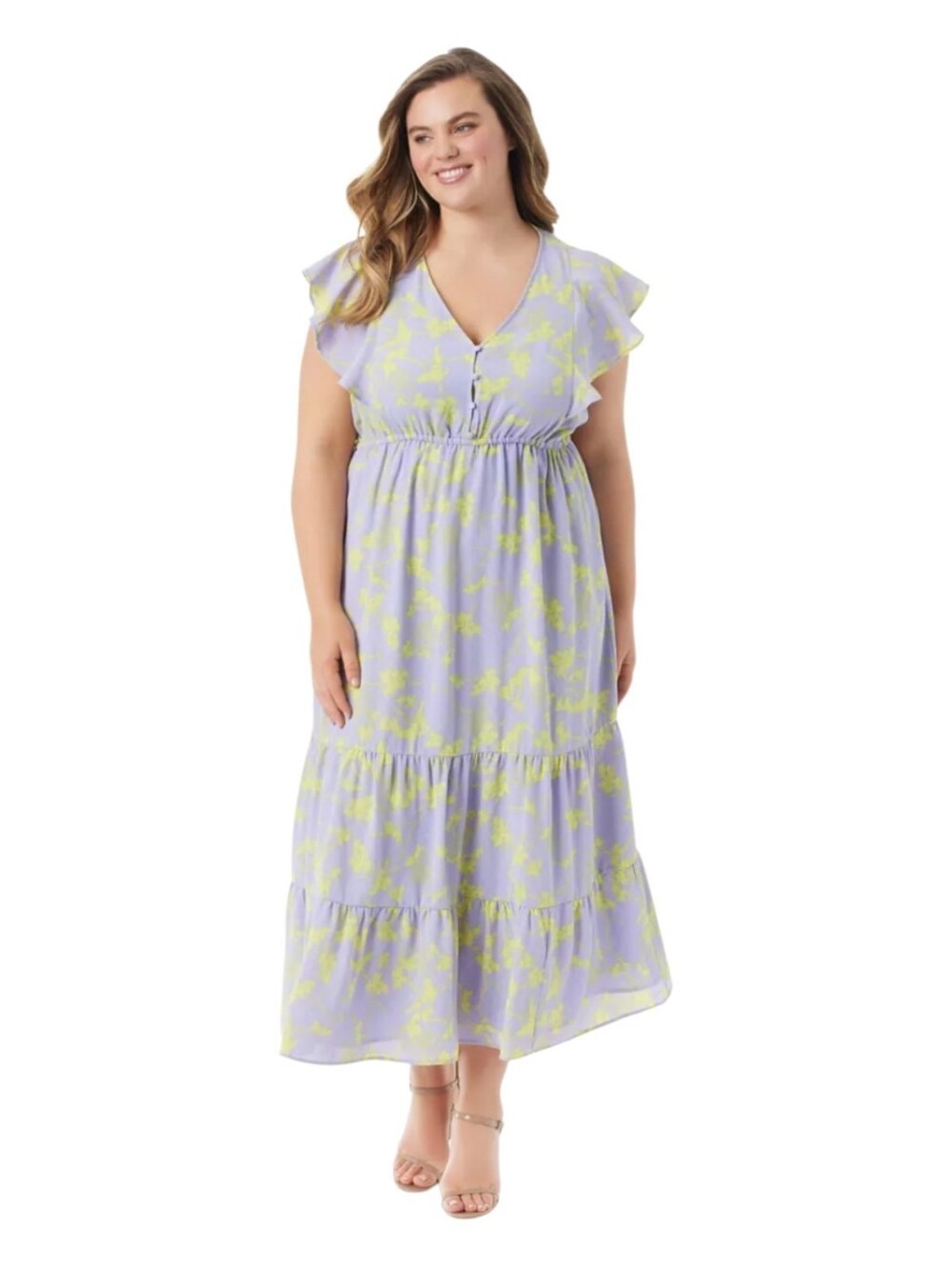 #31 Jessica Simpson Lilac and Yellow Floral Maxi Dress